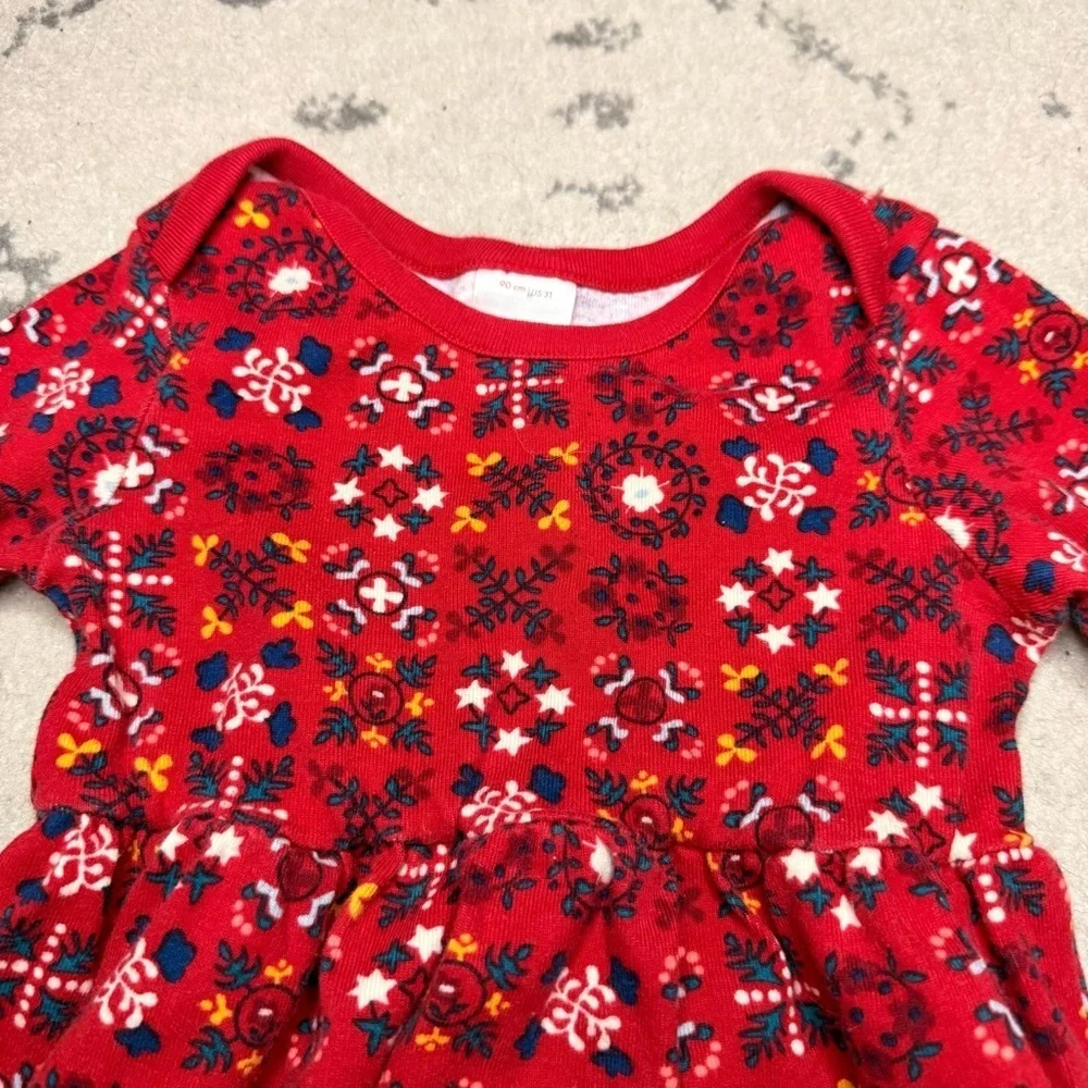 HANNA ANDERSON 100% Organic Cotton Red Floral Casual Comfy Longsleeve Play Dress